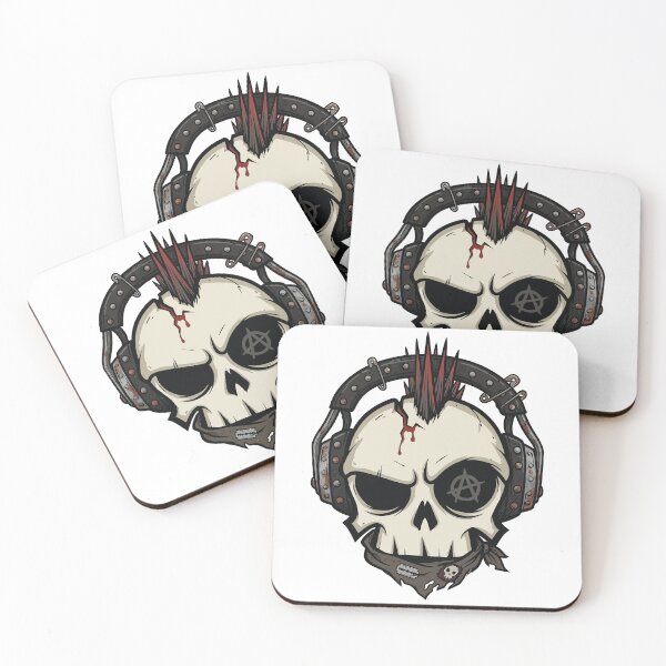 Item preview, Punk Rock Skull with Headphones and Anarchy Symbo Cartoon designed and sold by Cacique969.
