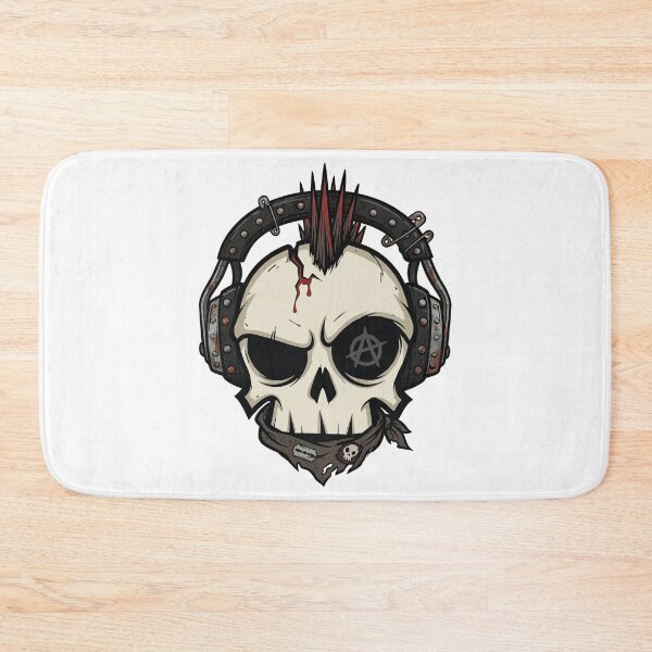 Item preview, Punk Rock Skull with Headphones and Anarchy Symbo Cartoon designed and sold by Cacique969.