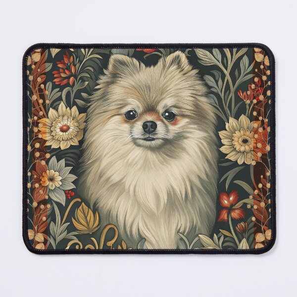 Item preview, Cream Pomeranian William Morris Floral Dog Art designed and sold by AntiqueImages.