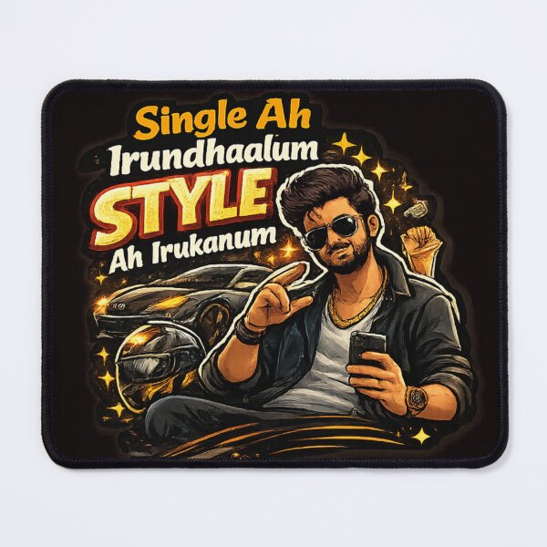 Item preview, Single Ah Irundhaalum Style Ah Irukanum Funny Tamil Swag Design | Stylish Tamil Bachelor Gift for Men designed and sold by KS Cosmic Journeys.