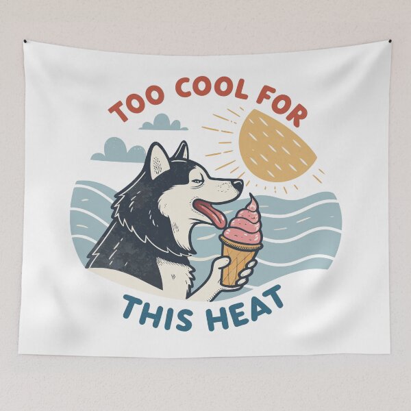 Item preview, Too Cool For This Heat Funny Siberian Husky Dog Eating Ice Cream Summer Design designed and sold by Ahmed-khafagy.
