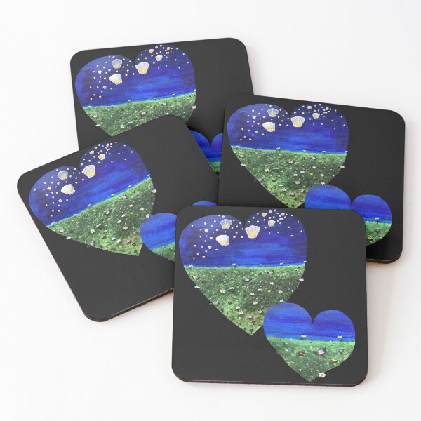 Item preview, Hearts with meadow and sky lanterns designed and sold by creaphyl28.
