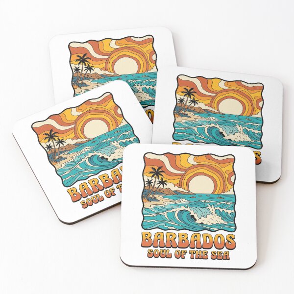 Item preview, Barbados Coastline Retro 70s Groovy Surf Beach designed and sold by DuckOddity.