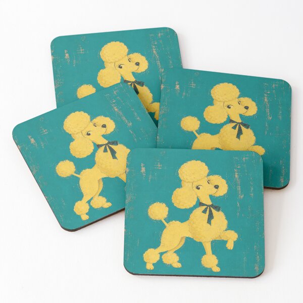 Item preview, etro Poodle — Teal Brushstroke with Vintage Yellow Poodle designed and sold by Jandedan.