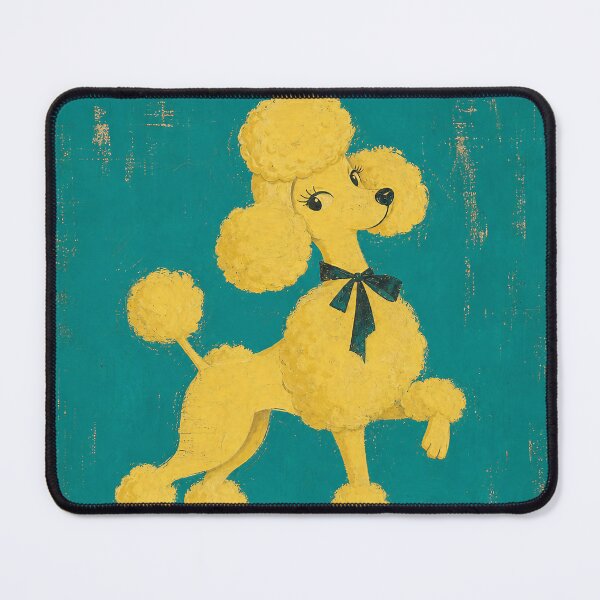 Item preview, etro Poodle — Teal Brushstroke with Vintage Yellow Poodle designed and sold by Jandedan.