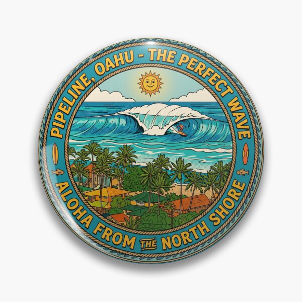 Item preview, Pipeline Oahu Retro Surf Badge designed and sold by Bizu digitalart..