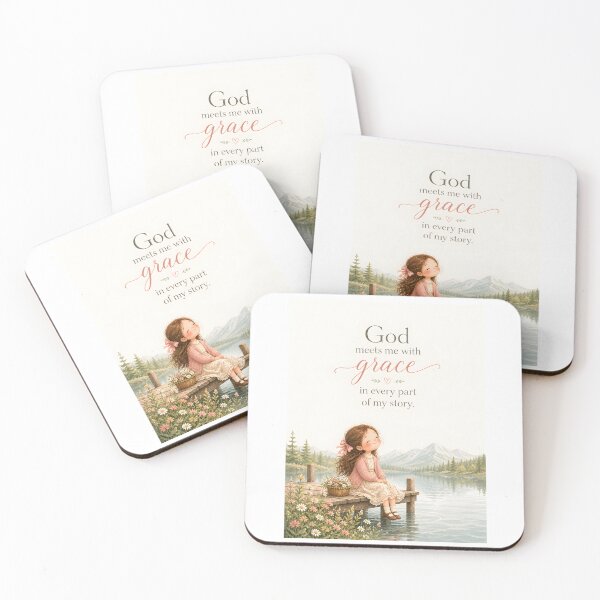 Item preview, God Meets Me With Grace Christian Kids Faith Affirmation Art designed and sold by LoveNurseries.