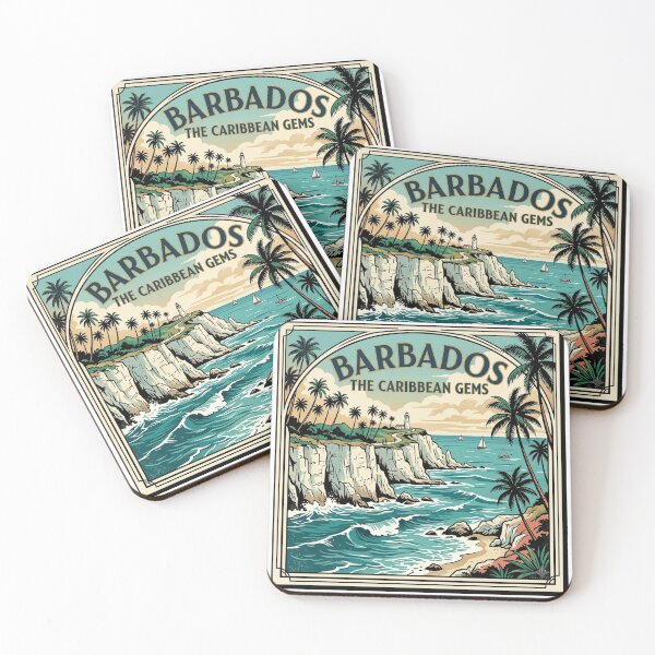 Item preview, Vintage Barbados Coastline Art Deco Travel Poster designed and sold by DuckOddity.