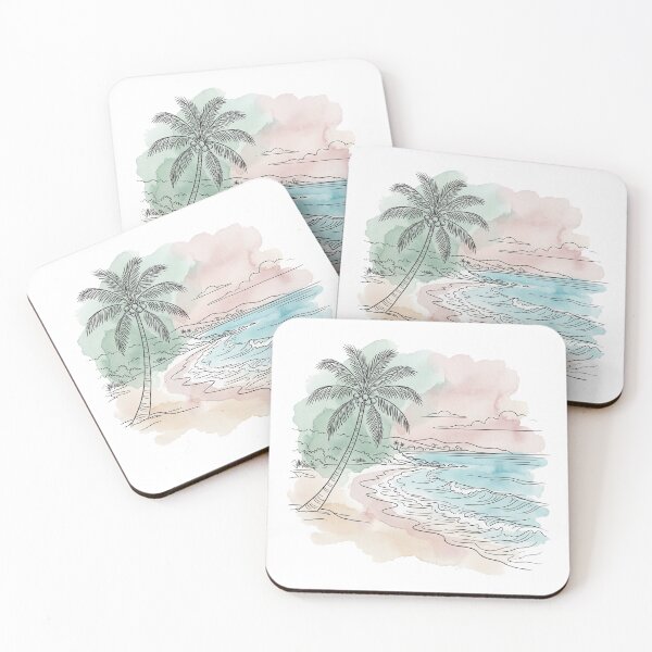 Item preview, Minimalist Watercolor Barbados Coastline Aesthetic designed and sold by DuckOddity.