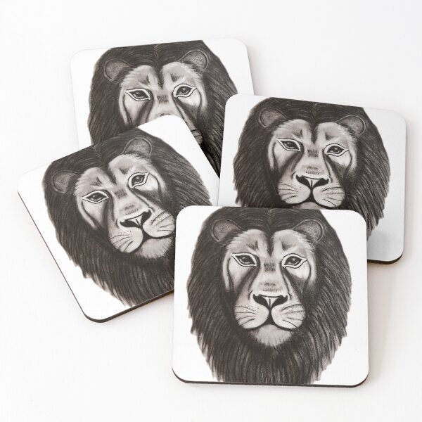 Item preview, Majestic Lion Charcoal Drawing - Powerful Lion Portrait designed and sold by Lauretius.