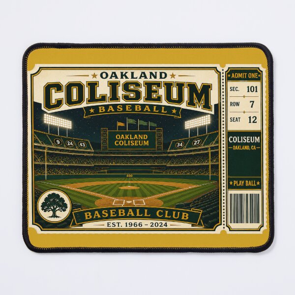Item preview, Vintage Oakland Coliseum Baseball Club Ticket | Retro East Bay Stadium Graphic designed and sold by GhostDawgs.