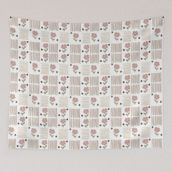 Item preview, Cute Floral Grid Pattern – Retro Folk Flower Checker Design designed and sold by Barelythere2324.