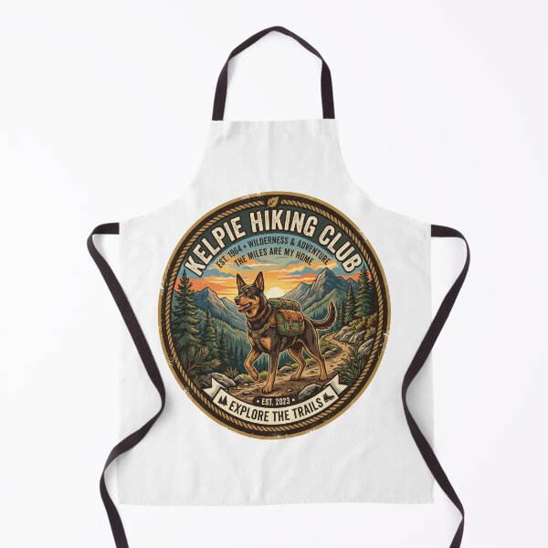 Item preview, Kelpie Hiking Club Retro Adventure Dog Mountain Trails Badge Design designed and sold by Globalcitytees.