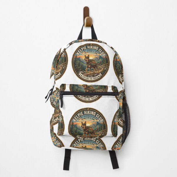 Item preview, Kelpie Hiking Club Retro Adventure Dog Mountain Trails Badge Design designed and sold by Globalcitytees.
