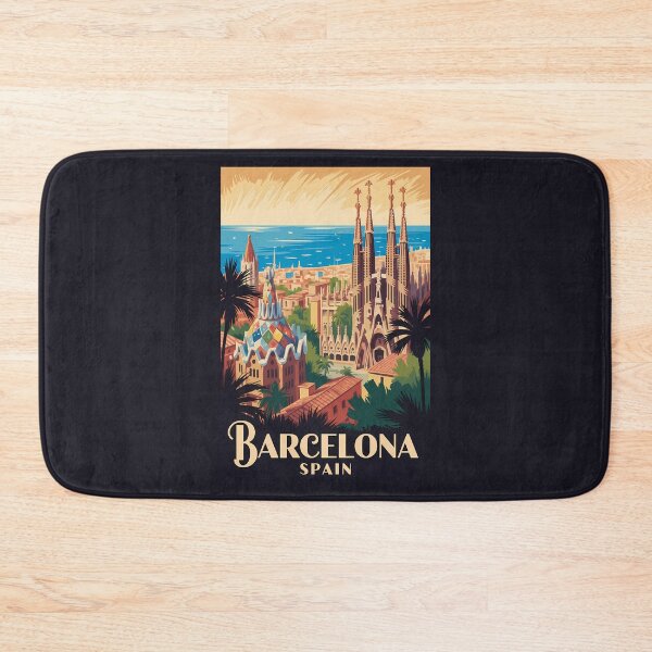 Item preview, Barcelona Spain Skyline Illustration Travel Art Vintage designed and sold by KrisSidDesigns.