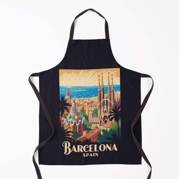 Item preview, Barcelona Spain Skyline Illustration Travel Art Vintage designed and sold by KrisSidDesigns.