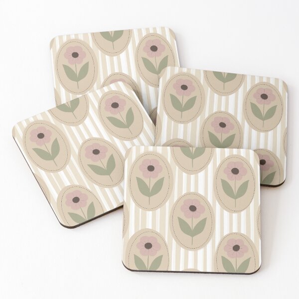 Artikelvorschau, Retro-Blumenstreifenmuster im Folk-Stil – Skandinavisches Blumentapetendesign entworfen und verkauft von Barelythere2324.