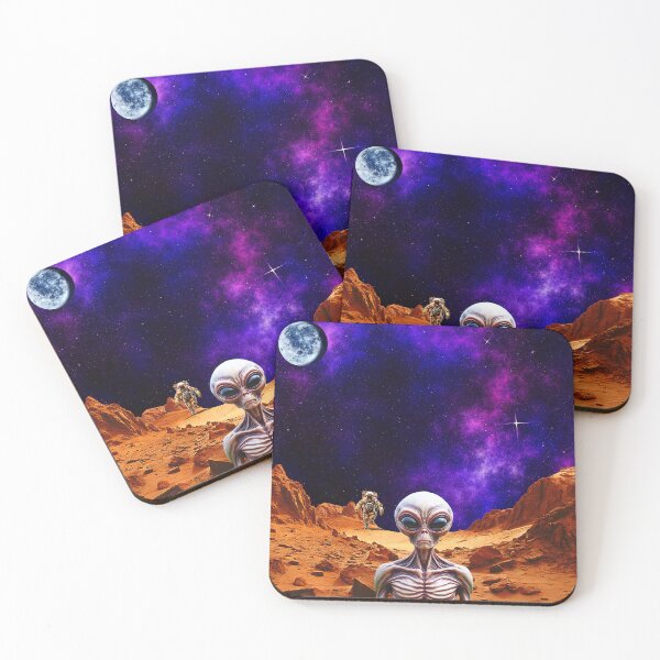 Item preview, Surreal Alien Encounter on red planet sci-fi Art designed and sold by FahdSpaceArt.