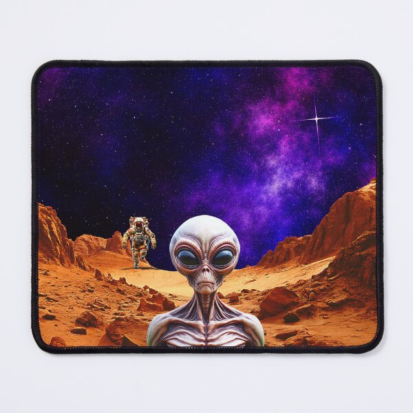 Item preview, Surreal Alien Encounter on red planet sci-fi Art designed and sold by FahdSpaceArt.