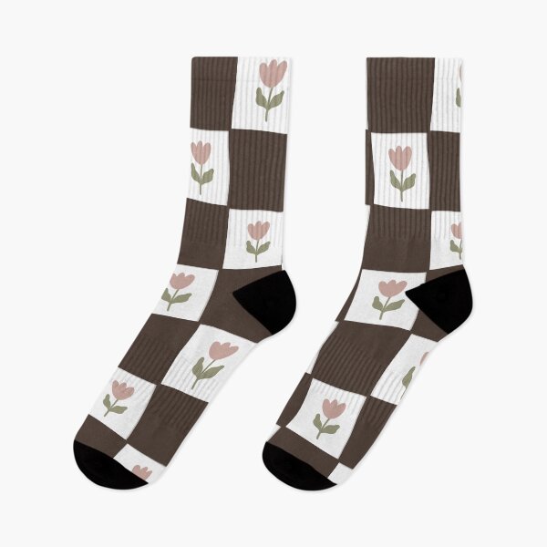 Item preview, Minimal Tulip Checkerboard Pattern – Retro Folk Floral Design designed and sold by Barelythere2324.