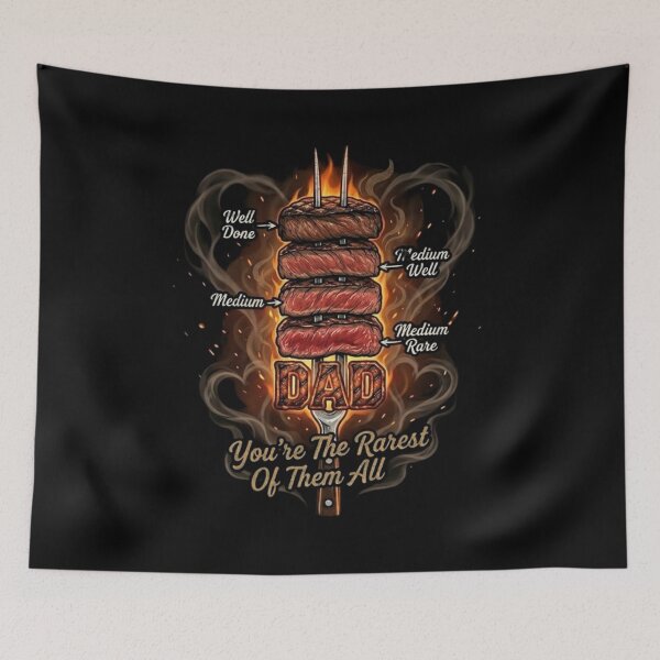 Item preview, BBQ Dad You’re The Rarest Of Them All Vintage Steak Grill Design designed and sold by bilal sibgui.
