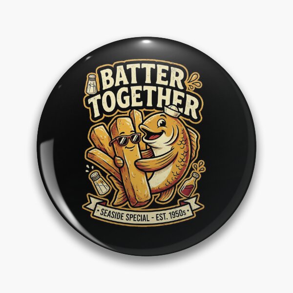 Item preview, Batter Together Funny Fish & Chips Retro T-Shirt | British Seaside Food Pun Design designed and sold by bazstees54.
