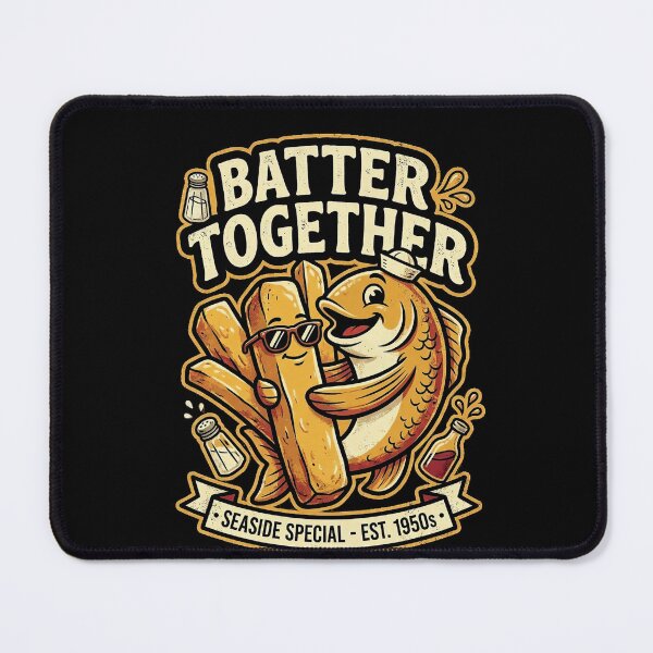 Item preview, Batter Together Funny Fish & Chips Retro T-Shirt | British Seaside Food Pun Design designed and sold by bazstees54.