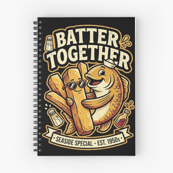 Item preview, Batter Together Funny Fish & Chips Retro T-Shirt | British Seaside Food Pun Design designed and sold by bazstees54.