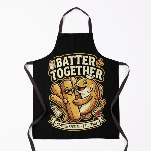 Item preview, Batter Together Funny Fish & Chips Retro T-Shirt | British Seaside Food Pun Design designed and sold by bazstees54.