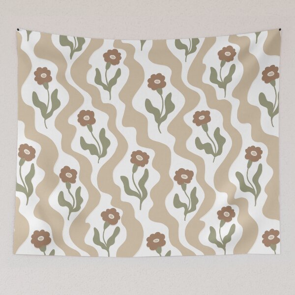 Item preview, Retro Wavy Floral Pattern – Boho Organic Flower Design designed and sold by Barelythere2324.