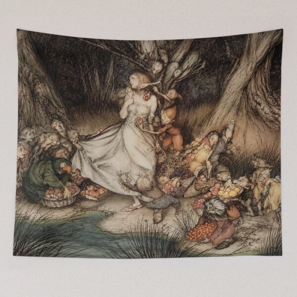 Item preview, The Goblin Market by Arthur Rackham - Vintage Fairy Tale Illustration Woodland Spirits Scene for Dark Fantasy Collectors designed and sold by RickE.