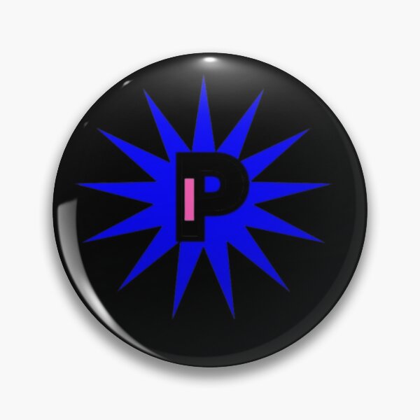 Item preview, Abstract alphabet P logo design with blue starburst icon on black background designed and sold by Pawar1999.