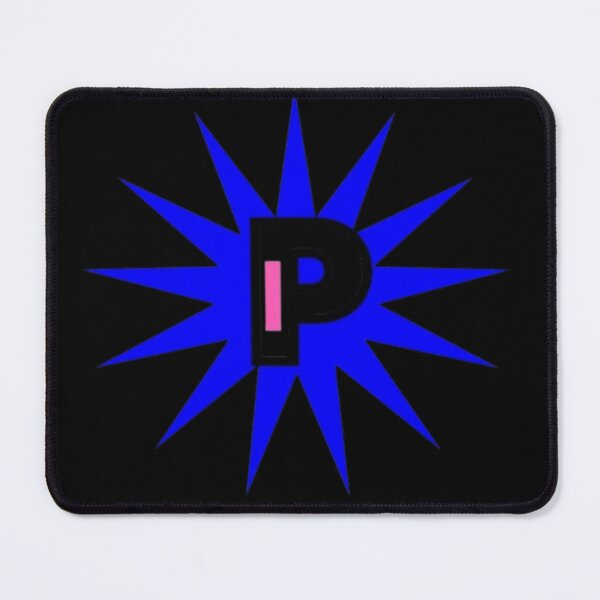 Item preview, Abstract alphabet P logo design with blue starburst icon on black background designed and sold by Pawar1999.