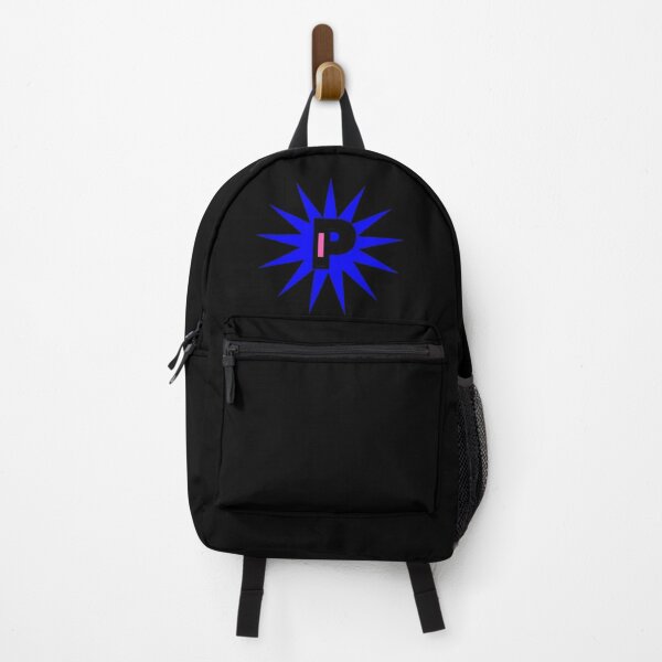 Item preview, Abstract alphabet P logo design with blue starburst icon on black background designed and sold by Pawar1999.