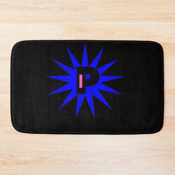 Item preview, Abstract alphabet P logo design with blue starburst icon on black background designed and sold by Pawar1999.