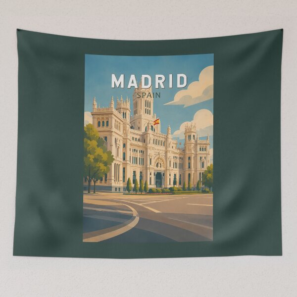 Item preview, Madrid Spain Illustration Travel Art Vintage designed and sold by KrisSidDesigns.