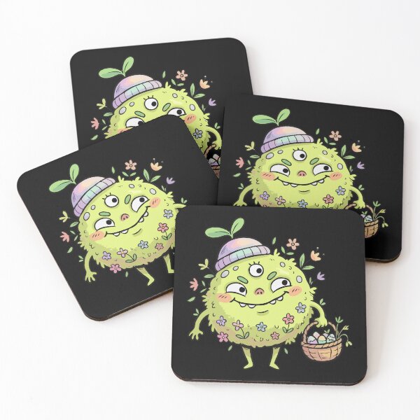 Item preview, Three-Eyed Lime Fuzzy Egg Gatherer designed and sold by Emegan Print Art.