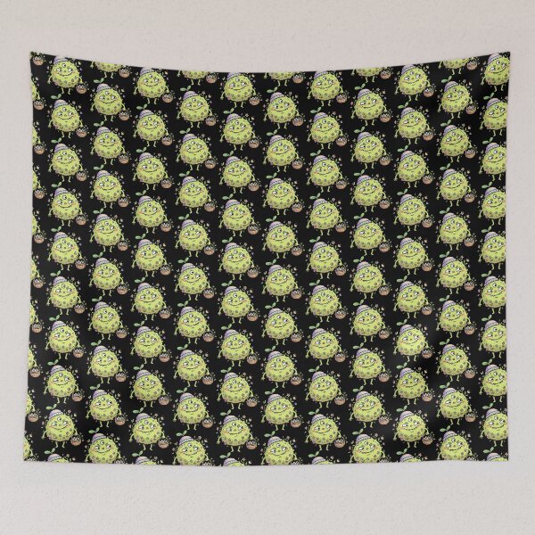Item preview, Three-Eyed Lime Fuzzy Egg Gatherer designed and sold by Emegan Print Art.