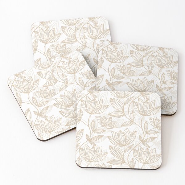 Item preview, Elegant Floral Line Art Pattern – Beige Botanical Outline Design designed and sold by Barelythere2324.