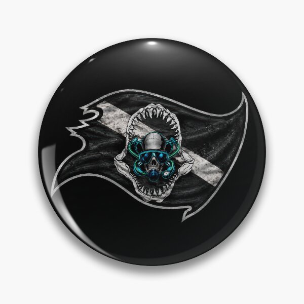 Item preview, Black Dive Flag Shark Jaw Skull Scuba Diver Underwater Diving Design designed and sold by artistwill.