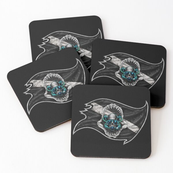 Item preview, Black Dive Flag Shark Jaw Skull Scuba Diver Underwater Diving Design designed and sold by artistwill.