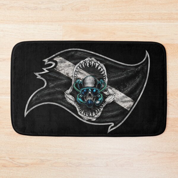 Item preview, Black Dive Flag Shark Jaw Skull Scuba Diver Underwater Diving Design designed and sold by artistwill.