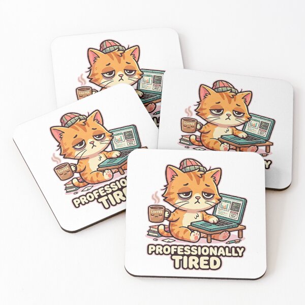 Item preview, Professionally Tired Funny Office Cat Sticker designed and sold by NadinGerasi.
