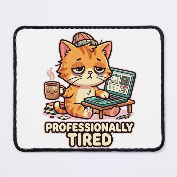 Item preview, Professionally Tired Funny Office Cat Sticker designed and sold by NadinGerasi.