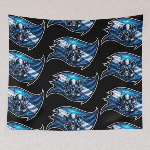 Item preview, Blue Dive Flag Skull Scuba Diver Ocean Adventure Underwater Diving Design designed and sold by artistwill.