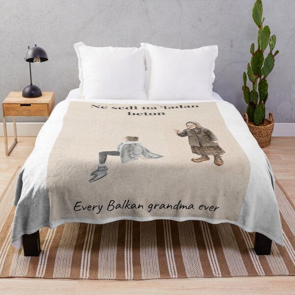 Item preview, “Ne sedi na ladan beton” Balkan Grandma Meme Poster designed and sold by Mastalina99.