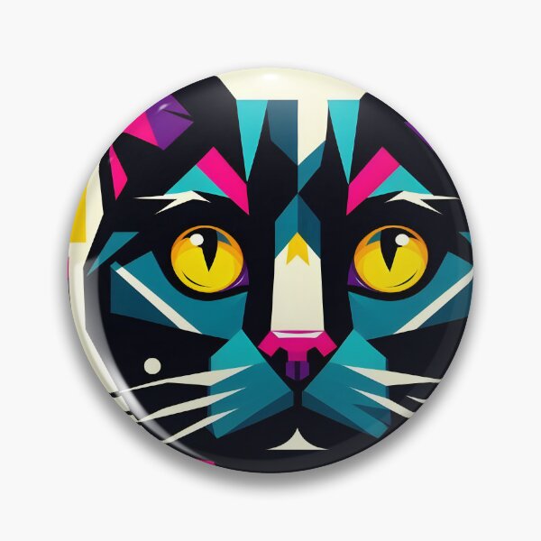 Item preview, Geometric pop art cat - Turquoise blue background designed and sold by davidromapixel.