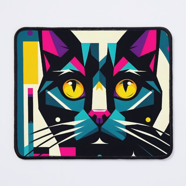 Item preview, Geometric pop art cat - Turquoise blue background designed and sold by davidromapixel.