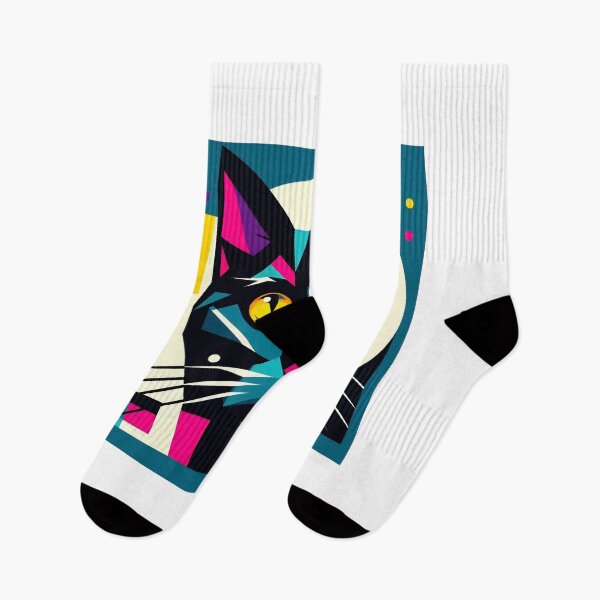 Item preview, Geometric pop art cat - Turquoise blue background designed and sold by davidromapixel.