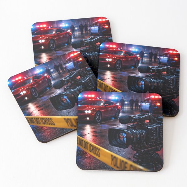 Item preview, Camera Police Tape Crime Scene Night Thriller Film Poster designed and sold by Cine8.
